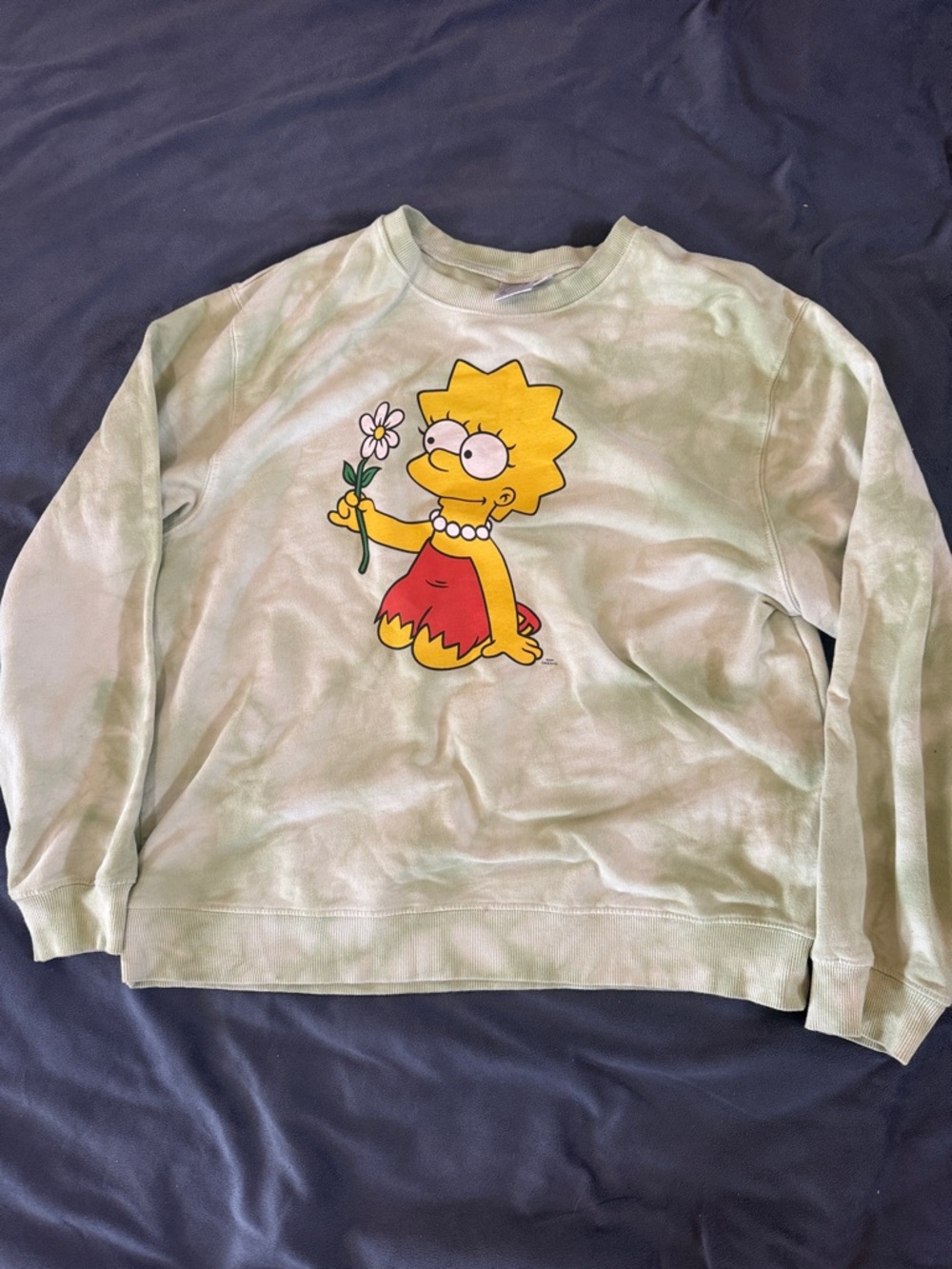 Lisa Simpson Graphic Tie-Dye Sweatshirt - Light Green